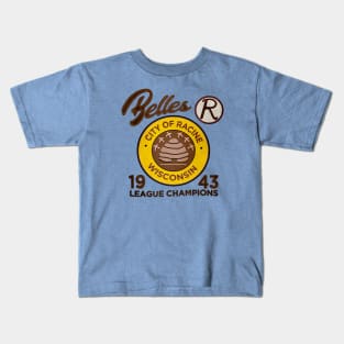 Racine Belles • AAGPBL Patch • Racine, Wisconsin Kids T-Shirt